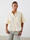 LCW Vision Sarı Oversize Poplin Kadın Gömlek thumbnail 1