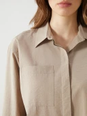 LCW Modest Bej Oversize Poplin Kadın Gömlek Tunik thumbnail 3