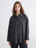 LCW Modest Antrasit Oversize Kadın Gömlek Tunik thumbnail 1