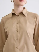 LCW EVERYDAY Bej Poplin Kadın Gömlek thumbnail 3