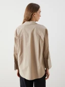 LCW Modest Bej Oversize Poplin Kadın Gömlek Tunik thumbnail 4