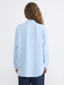 LCW Modest Mavi Oversize Kadın Gömlek Tunik thumbnail 4