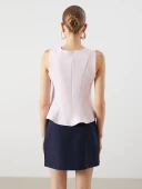 LCW Vision Pembe Bisiklet Yaka Peplum Bluz thumbnail 4