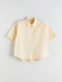 LCW Vision Sarı Oversize Poplin Kadın Gömlek thumbnail 5