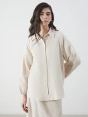 LCW Modest Bej Oversize Müslin Kadın Gömlek thumbnail 1