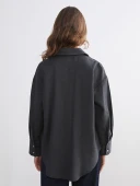 LCW Modest Antrasit Oversize Kadın Gömlek Tunik thumbnail 4