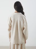 LCW Modest Bej Oversize Müslin Kadın Gömlek thumbnail 4