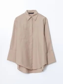 LCW Modest Bej Oversize Poplin Kadın Gömlek Tunik thumbnail 5