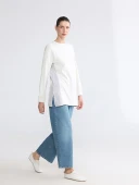 LCW EVERYDAY Bej Oversize Soft Touch Kadın Tunik thumbnail 4
