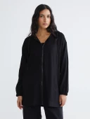 LCW Modest Siyah Kapüşonlu Oversize Kadın Tunik thumbnail 1