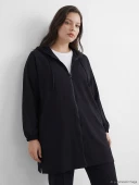 LCW Modest Siyah Kapüşonlu Oversize Kadın Tunik thumbnail 2