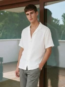 LCW Vision Beyaz Regular Fit Resort Yaka Müslin Erkek Basic Gömlek thumbnail 1