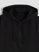LCW Modest Siyah Kapüşonlu Oversize Kadın Tunik thumbnail 7