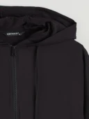 LCW Modest Siyah Kapüşonlu Oversize Kadın Tunik thumbnail 7