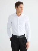 LCW BUSINESS Beyaz Regular Fit Armürlü Erkek Basic Gömlek thumbnail 1