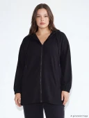 LCW Modest Siyah Kapüşonlu Oversize Kadın Tunik thumbnail 2