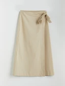 LCW Modest Bej Dar Fit Poplin Etek thumbnail 5