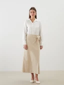 LCW Modest Bej Dar Fit Poplin Etek thumbnail 1