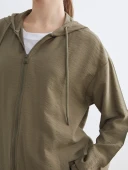 LCW Modest Haki Kapüşonlu Oversize Kadın Tunik thumbnail 4