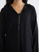 LCW Modest Siyah Kapüşonlu Oversize Kadın Tunik thumbnail 4
