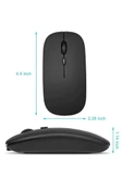 Kablosuz Mouse Şarjlı Bluetooth Wireless Çift Modlu Sessiz thumbnail 4