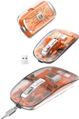 Sessiz Tıklama Çift Modlu Bluetooth Alıcı Şeffaf Mouse thumbnail 2