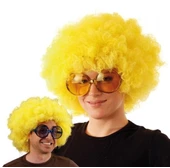 Sarı Renk Kıvırcık Afro Bonus Peruk thumbnail 3