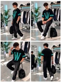 Erkek Siyah Baskılı Oversize T-Shirt thumbnail 4