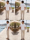 Erkek Beyaz Basic T-Shirt thumbnail 4