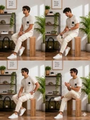 Erkek Beyaz O Yaka Basic T-Shirt thumbnail 4