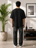 Erkek Siyah Oversize T-Shirt thumbnail 3