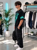 Erkek Siyah Baskılı Oversize T-Shirt thumbnail 2