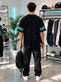 Erkek Siyah Baskılı Oversize T-Shirt thumbnail 3