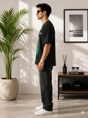 Erkek Siyah Oversize T-Shirt thumbnail 2
