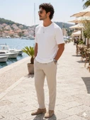 Erkek Beyaz Basic T-Shirt thumbnail 2