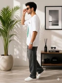 Erkek Beyaz Oversize T-Shirt thumbnail 2