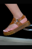 KADIN SANDALET HAKİKİ DERİ BASKILI TABA thumbnail 2