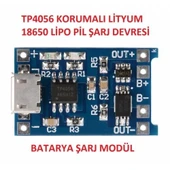 TP4056 Korumalı Lityum Pil Şarj Devresi Micro Usb 18650 thumbnail 3