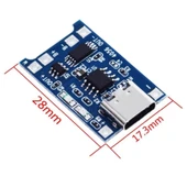 TP4056 Korumalı Lityum Pil Şarj Devresi Micro Usb 18650 thumbnail 2