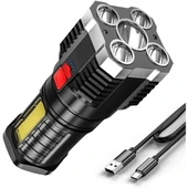 USB Şarjlı 4 Modlu El Feneri thumbnail 4