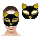 Siyah Renk Gold Simli Kedi Maskesi thumbnail 2