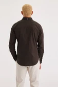 Stretch Oxford Slim Gömlek Beige Beige S thumbnail 2