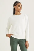 Yuvarlak Yaka Sweatshirt White White M thumbnail 1