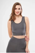 Kolsuz Dalgiç Baskılı Crop - Füme thumbnail 1