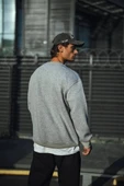 Erkek Kışlık Bisiklet Yaka 3 İplik Basic SweatShirt - Gri thumbnail 2