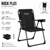 2 Adet Katlanır Kamp Sandalyesi Seti - Rock Plus - Siyah thumbnail 2