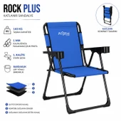4 Adet Katlanır Kamp Sandalyesi Seti - Rock Plus - Mavi thumbnail 2