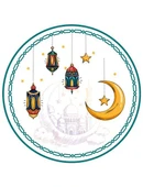 23 cm Ramazan Mavi Tema Karton Tabak 8 Parça - Ramazan Sofra ve İkram Tabağı thumbnail 4