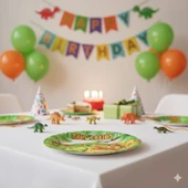 Sevimli Dinozor Temalı Karton Tabak - 23 cm Parti Tabağı 8'li thumbnail 2
