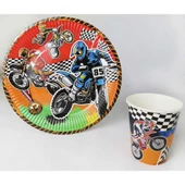Motocross Tabak Bardak Set 8 Kişilik thumbnail 1